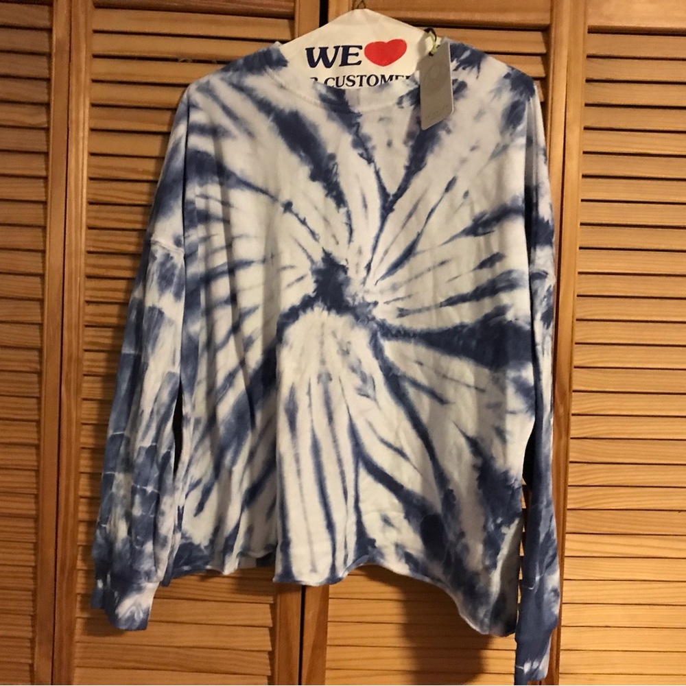 Te Verde Indigo and White Tie-Dye Sweatshirt
